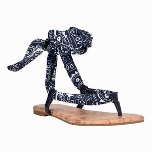 Nine West Trap Ankle Wrap Flat Sandals - Dark Blue - Ireland (QY3980527)